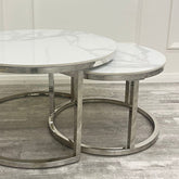 Cato Nest of 2 Short Round Coffee Silver Tables